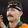 Nic White of the Wallabies applauds the fans after being substituted off.
