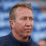Roosters coach Trent Robinson and former Roosters player Kane Evans. 