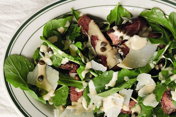 Beef tagliata with tonnato sauce.