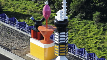 Fifteen plastic objects form the 'retro-futuristic' space station, on Peninsula Link. By Louise Paramor.