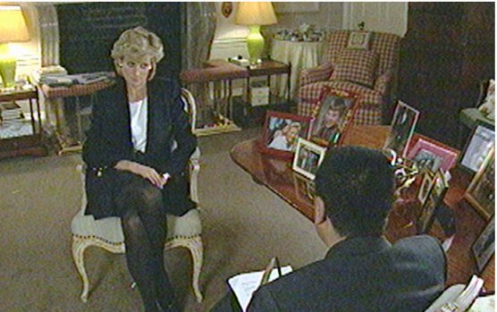 Princess Diana during her hour-long interview with Martin Bashir on BBC's 'Panorama' in 1995.