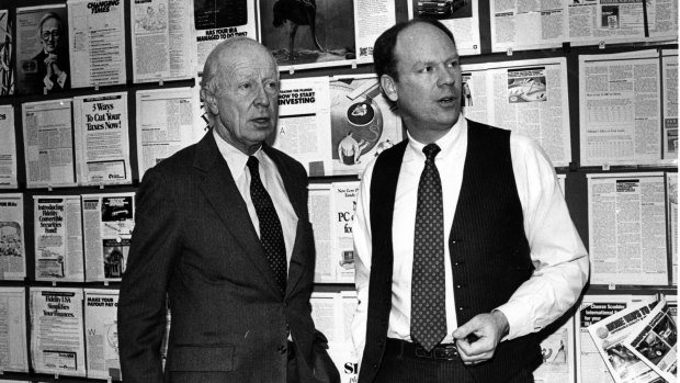 Knight Kiplinger (right) with his father Austin in 1987. 