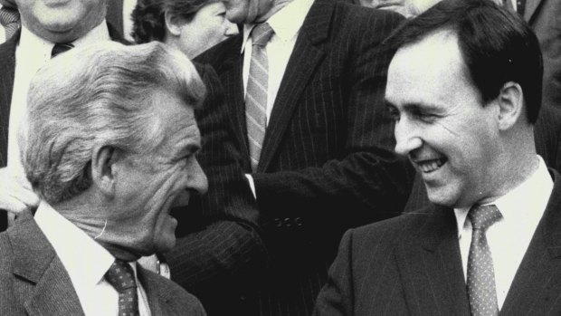 Bob Hawke and Paul Keating in 1987.