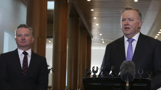 Labor leader Anthony Albanese (right) and climate and energy spokesman Chris Bowen, who said last month gas power would remain critical to support growth in renewable energy. 