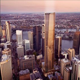 An artists' impression of Aria Property Group's proposed 274-metre tower at 155 Edward Street, Brisbane.