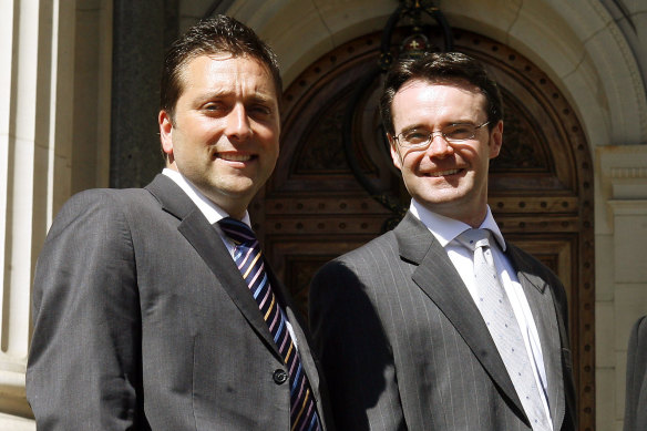 All smiles in 2006 when Matthew Guy and Michael O’Brien were first elevated to the Liberal frontbench.