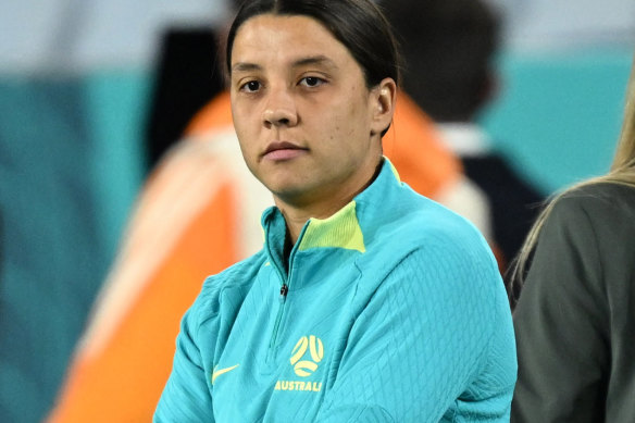 Sam Kerr on the sidelines.