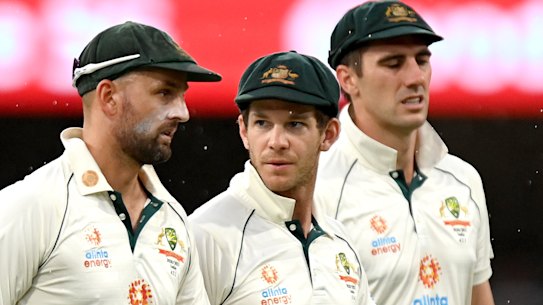 Tim Paine (centre) and Australia have a lot of thinking to do about the future.