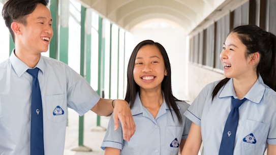 Canley Vale High School's high achievers: Kenny Tang, Gemma Truong, Quang Hoang Dang Phan, Anna Ha, Ying Jin, Emily Khou and Bryan Eng. 