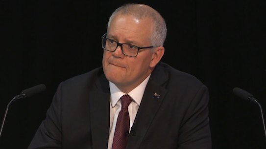 Scott Morrison giving evidence at the robo-debt royal commission in 2022.
