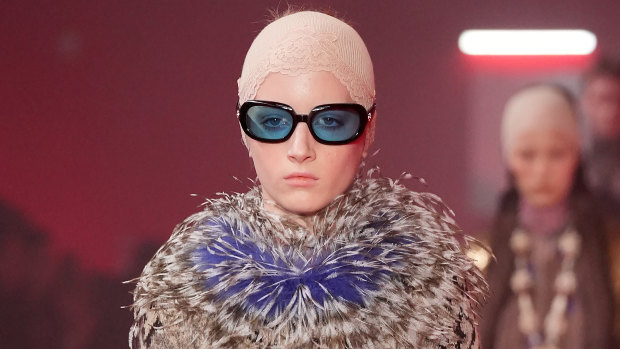 Kai Schreiber walks the runway for Valentino at Paris Fashion Week.