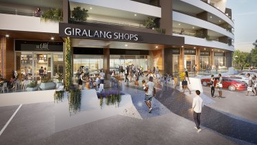 The proposed Giralang shops redevelopment includes a supermarket and other shops on the ground floor, along with three floors of residential apartments.