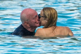 Happier times.  Rupert Murdoch and his fourth wife, Jerry Hall, snapped holidaying in the Caribbean.  They are reportedly divorcing.