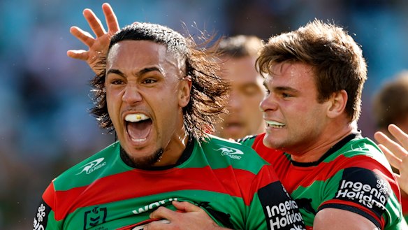 Keaon Koloamatangi celebrates his try against the Warriors.