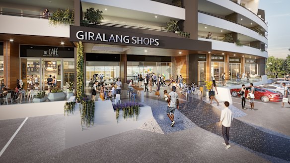 A 3D artist's impression of the Giralang shops redevelopment, which includes a supermarket and 50 residential apartments.