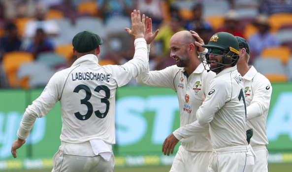 Nathan Lyon starred with bat and ball on Saturday.