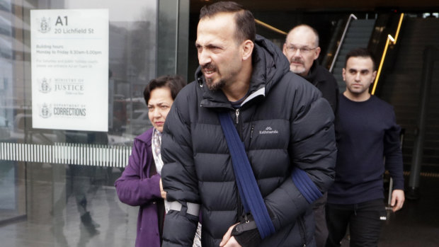 Temel Atacocugu, a victim of the Christchurch mosque shootings, leaves court in Christchurch last year.