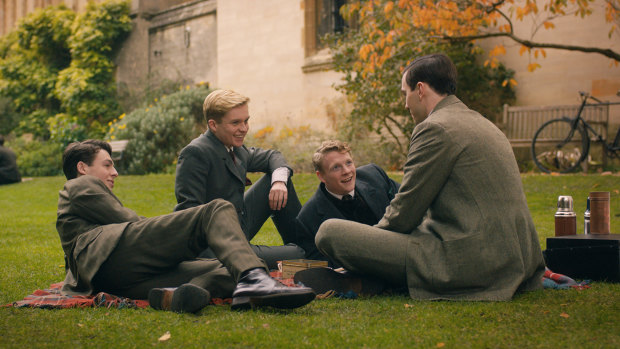 Tolkien and friends: From left, Anthony Boyle, Tom Glynn-Carney, Patrick Gibson and Nicholas Hoult in Tolkien.