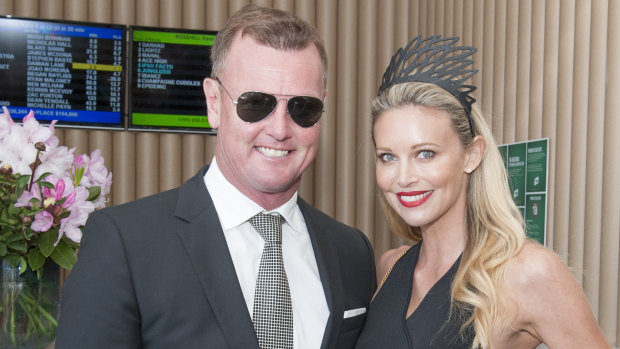 Anthony Bell and Kelly Landry in the Lexus Marquee at Derby Day in 2016.