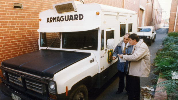 The Armaguard van in Richmond in 1994 after it was emptied of more than $2 million.