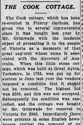 A 1934 story in The Age on controversies surrounding the cottage.