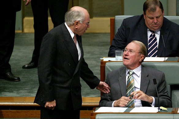 Former prime minister John Howard and Baird in federal parliament in 2005.