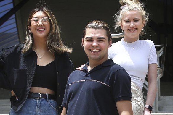 UNSW students Kyra Lee, Oliver Pike, and Laura Montague. 