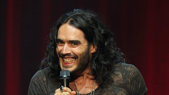 Russell Brand performs during his stand-up tour at Rod Laver Arena, Melbourne, 2010.