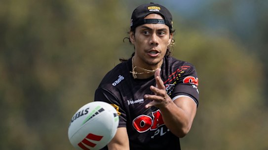 Panthers star Jarome Luai at training as he looks to make a miracle comeback in Friday’s preliminary final.