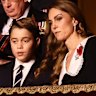 Prince George (second left) sits in the royal box at the Royal Albert Hall beside his mother, Catherine, Princess of Wales, King Charles and Queen Camilla, Edward, Duke of Edinburgh (back, right) Sophie, Duchess of Edinburgh and Prince Richard, Duke of Gloucester.