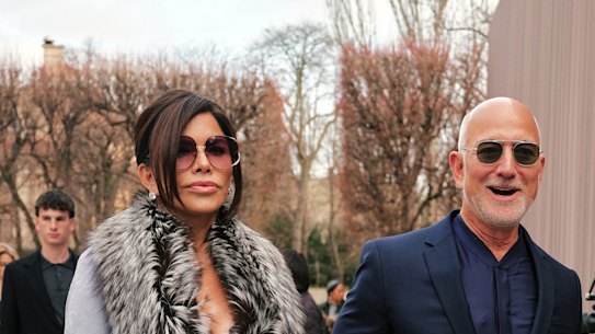 Lauren Sanchez Bezos and her husband, Jeff Bezos, make the rounds at Paris Couture week on January 26.