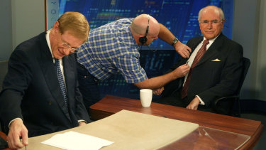 John Howard with Kerry O'Brien ahead of an appearance on ABC's <i>The 7.30 Report</i> in 2007. 