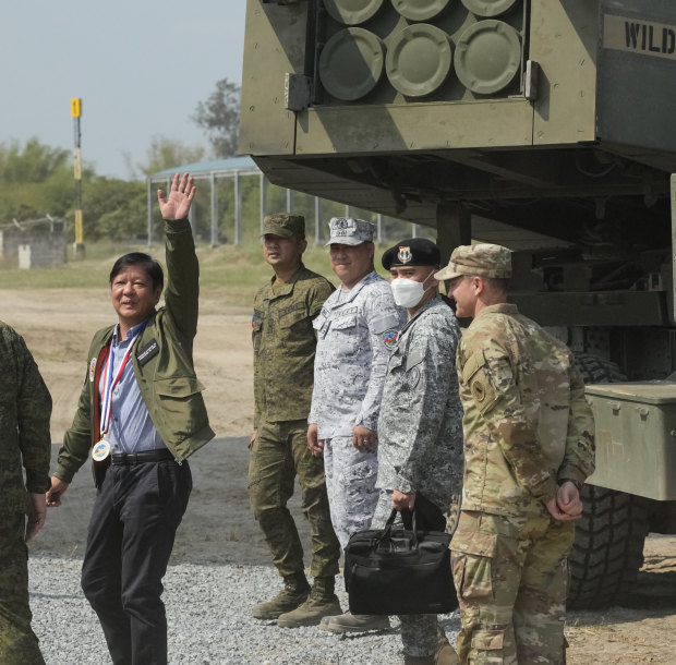 Philippine President Ferdinand Marcos jnr was on hand to witness US-Philippine military drills in Zambales in April.