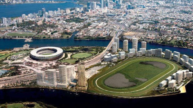 Artist impression of the Belmont Park redevelopment on Burswood Peninsula. 