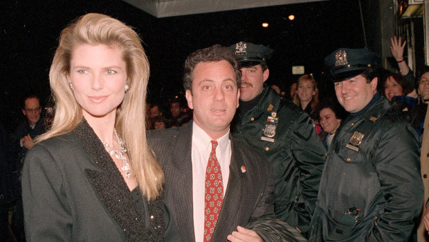 Billy Joel and Christie Brinkley at New York's Waldorf Astoria Hotel for the induction ceremonies to the Rock and Roll Hall of Fame in January 1988.