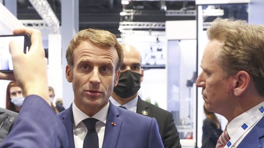 French President Emmanuel Macron at the G20, taking questions from Australian journalists.