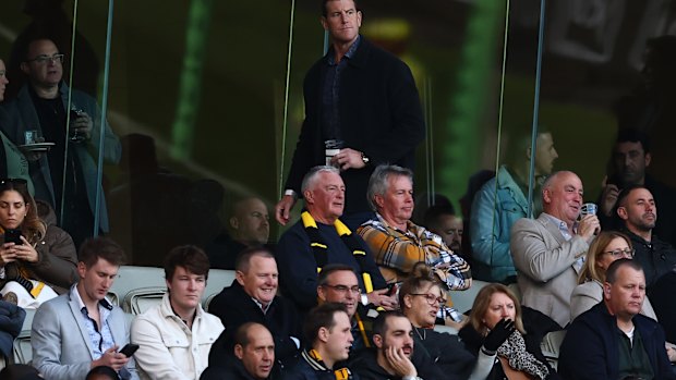 Former Australian Soldier Ben Roberts-Smith is seen in the crowd during the Richmond Tigers and Adelaide Crows at Melbourne Cricket Ground on Sunday.