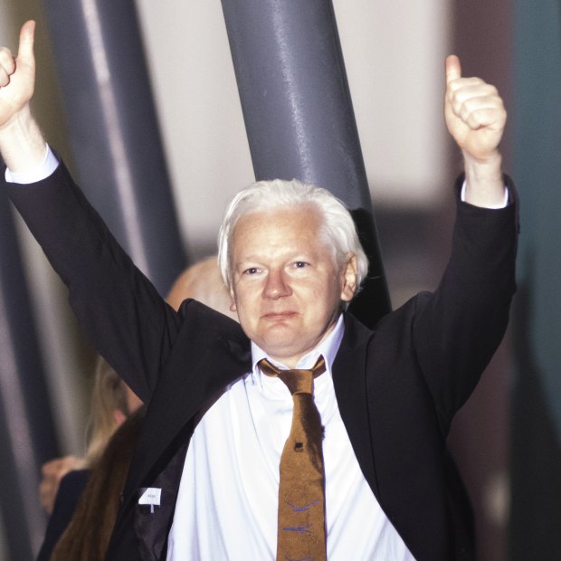 WikiLeaks founder Julian Assange arrives in Canberra on Wednesday.