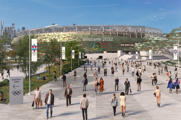 The concourse of the proposed stadium at the Mayne Yard Queensland Rail stabling yards. 