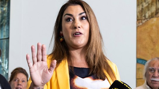 Senator Lidia Thorpe during a press conference at Parliament House in Canberra on Tuesday 20 June 2023