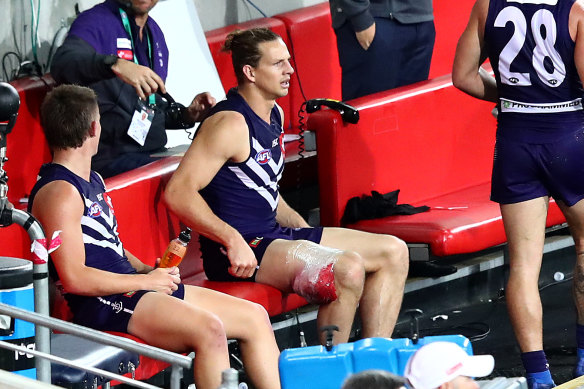 Nat Fyfe is set for a stint on the sidelines with a hamsting injury.