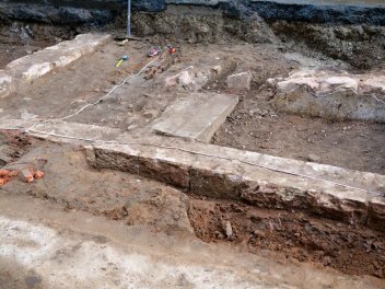 Foundation stones of an 1880s building in Adelaide Street.