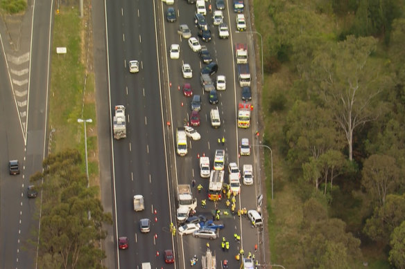 Traffic jams around the M4 stretch for several kilometres. 