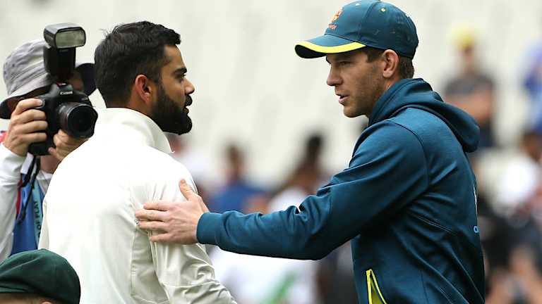 In need of a lift: Paine shakes hands with Virat Kohli after defeat in the third Test.