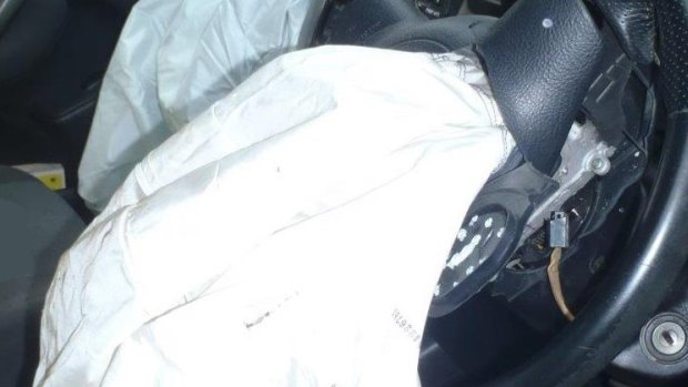 The Takata airbag in a RAV4 SUV, responsible for injuring a 21-year-old woman in Darwin.