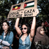 Protest in support of Palestine in Hyde Park, Sydney.