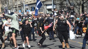 Protesters were sprayed with capsicum spray during Melbourneâs anti-lockdown rally in August. 