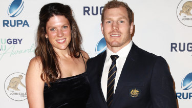 No contest: Emma Pocock and David Pocock at the 2018 Rugby Australia Awards ceremony at Randwick Racecourse.