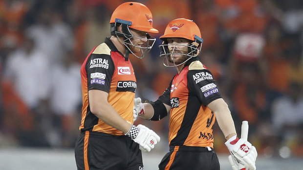 Teammates: Bairstow and Warner playing for the Sunrisers Hyderabad in the IPL.