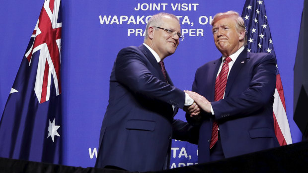 Scott Morrison and Donald Trump at the weekend during the Prime Minister's US visit.